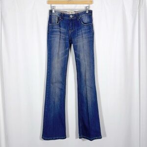 Y2K Blue Epic Low Rise Bootcut Jeans w/ Embroidered Cross Pockets